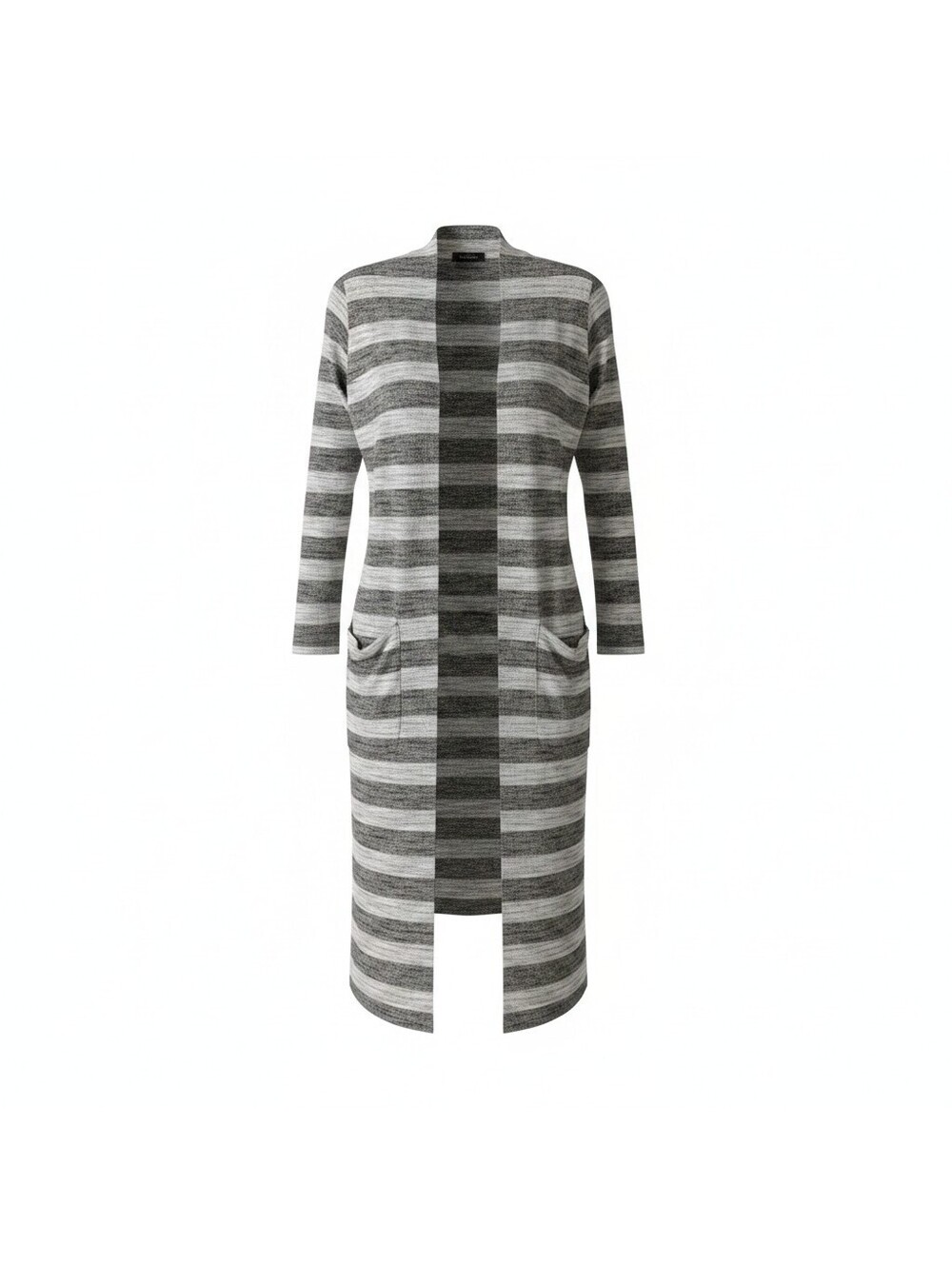LuLaRoe Sarah Long Cardigan Women’s Medium Gray Black Marled Open Front Pockets